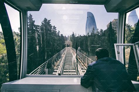 Baku Funicular And Flame Towers - Stock Photos | Motion Array