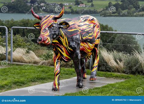 Painted Cow Contemporary Swiss Art Editorial Photography - Image of ...