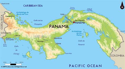 Large physical map of Panama with major cities | Panama | North America ...