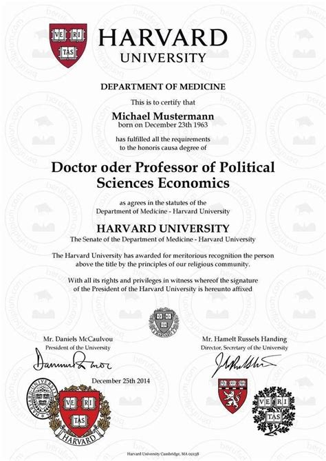 Harvard Diploma Template