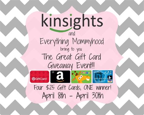 Four $25 Gift Cards to One Winner Giveaway 4/30 - ConservaMom