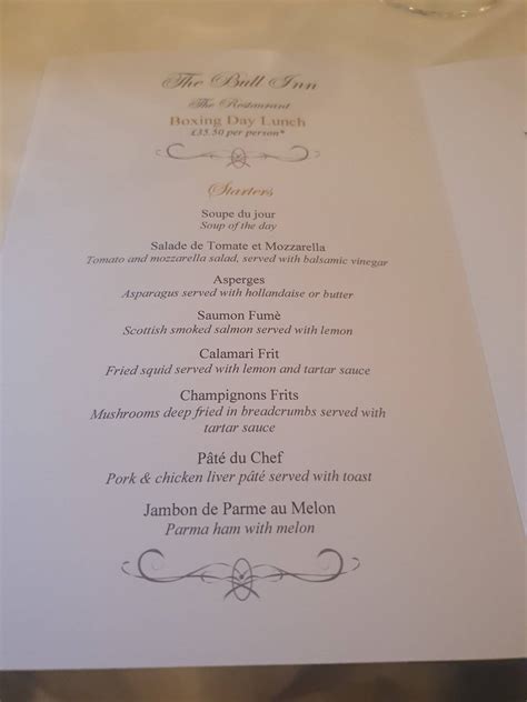 Menu at The Bull Inn Bisham pub & bar, Marlow