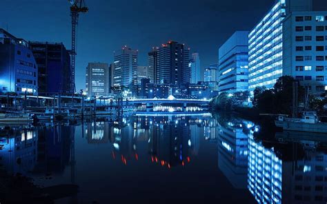 Midnight Blue Japanese Lake Japan City Sky Tokyo Night High Quality HD ...