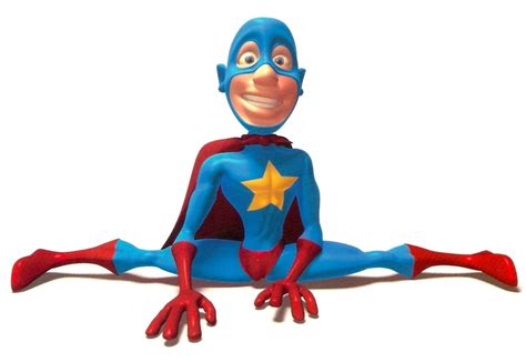 My Favorite Funny Postcards: Funny Looking Super Hero Doing the Splits