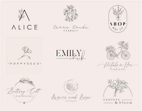 Feminine Logo Design Delicate Logo Floral Logo Luxe Logo - Etsy