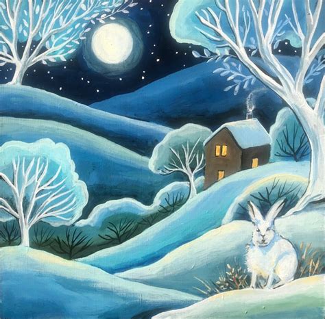 “Blue Night” | Illustration art, Winter art, Moon art