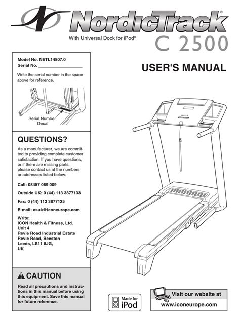 NORDICTRACK C 2500 USER MANUAL Pdf Download | ManualsLib