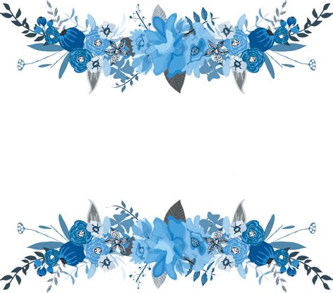 Blue Flower Border Design Png - Design Talk