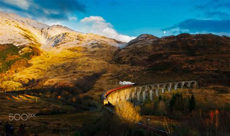 The train used for the harry potter movies , a magical scene it is ...