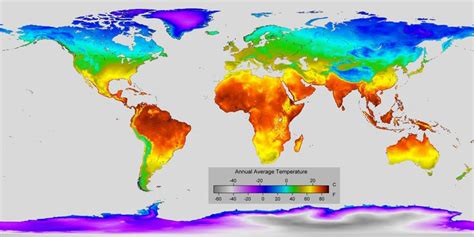 Detailed map of Annual Average Temperature around the World | World ...