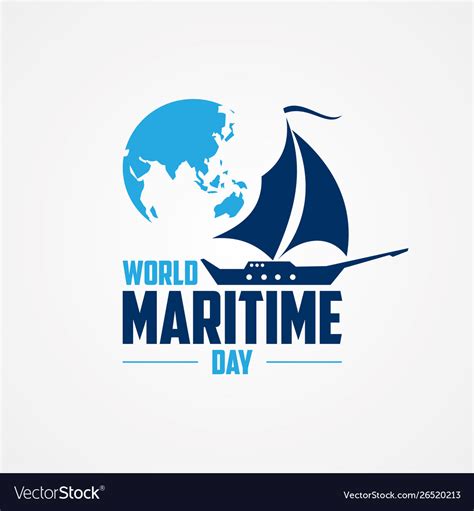 World maritime day with map and sailboat Vector Image