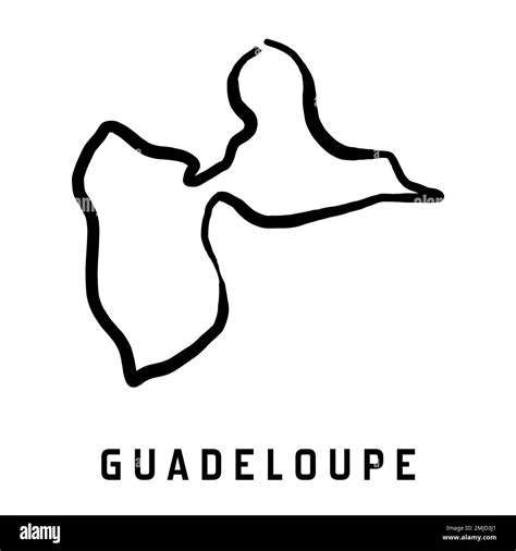 Guadeloupe island map simple outline. Vector hand drawn simplified ...