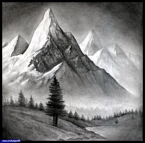 Mountain Pencil Sketch at PaintingValley.com | Explore collection of ...