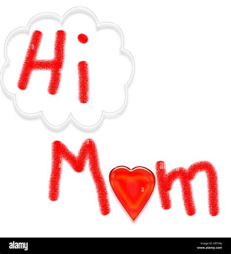 HI MOM card - child's artwork on white background Stock Photo - Alamy