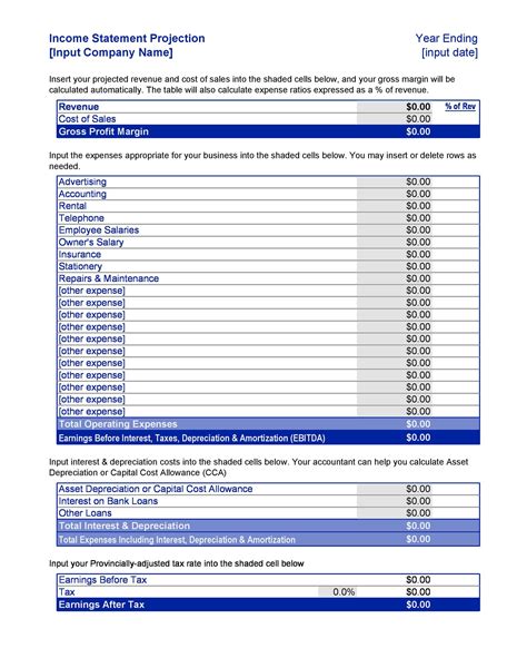 Blank Income Statement Template Excel ~ Sample Excel Templates