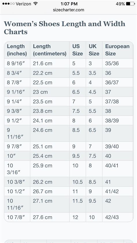 Shoe foot size length width cm in chart convert | Shoe size chart ...