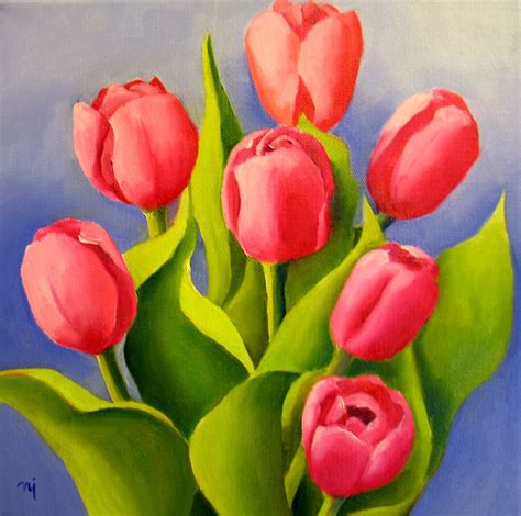 Nel's Everyday Painting: Potted Pink Tulips - SOLD