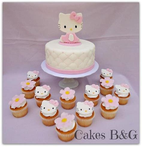 Hello Kitty cake and cupcakes - Decorated Cake by Laura - CakesDecor