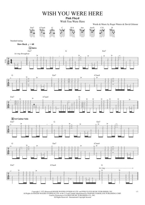 Wish You Were Here by Pink Floyd - Full Score Guitar Pro Tab ...