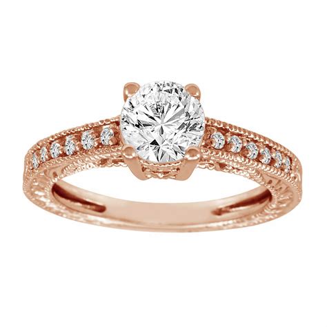 Diamond Engagement Ring 14K Rose Gold 1.15 Carat Certified Handmade ...