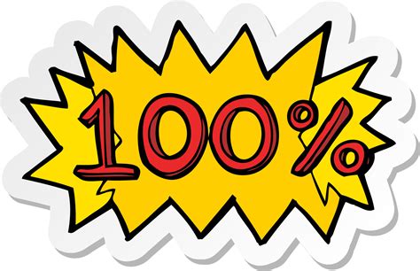 sticker of a cartoon 100 percent symbol 11502119 Vector Art at Vecteezy