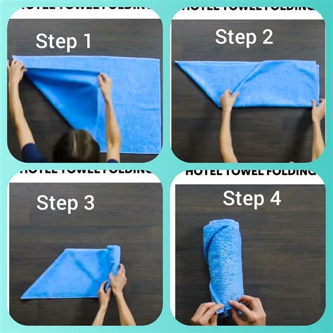 4 steps to folding a towel in a roll | How to fold towels, Folding ...