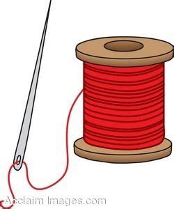 Clip Art of a Needle and a Spool of Red Thread | Sewing machine cover ...