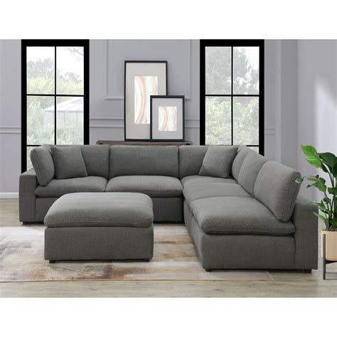 Elements International Cloud 9 Contemporary Modular Sectional Sofa ...