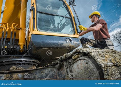 Crawler Dozer Operator at Work Stock Image - Image of ground, earth ...