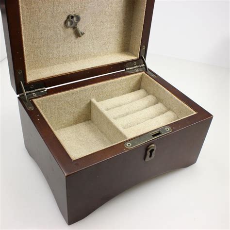 Brown Wooden Jewelry Box With Lock And Key | Property Room