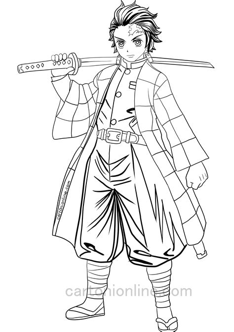 Tanjiro Kamado from Demon Slayer coloring page | Manga coloring book ...