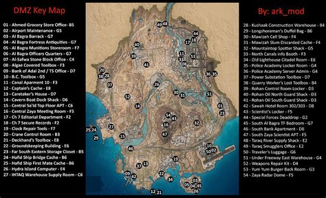 DMZ KEY MAP FOR LOCKED SPACES