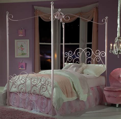 Princess Pink Full Metal Canopy Bed, 900-03-04-06, Standard Furniture