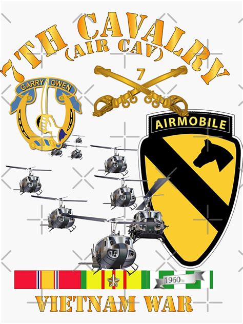 "7th Cavalry (Air Cav) - 1st Cav Division w SVC" Sticker for Sale by ...