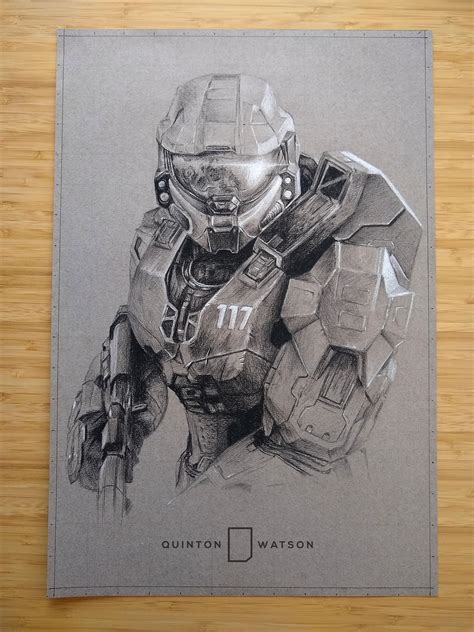 Master Chief Halo Infinite drawing I just finished! 12x18 charcoal. : r ...