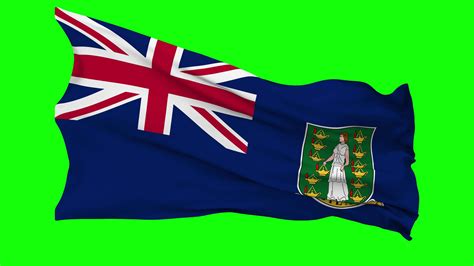 British Virgin Islands, BVI Flag Waving Seamless Loop in Wind, Chroma ...