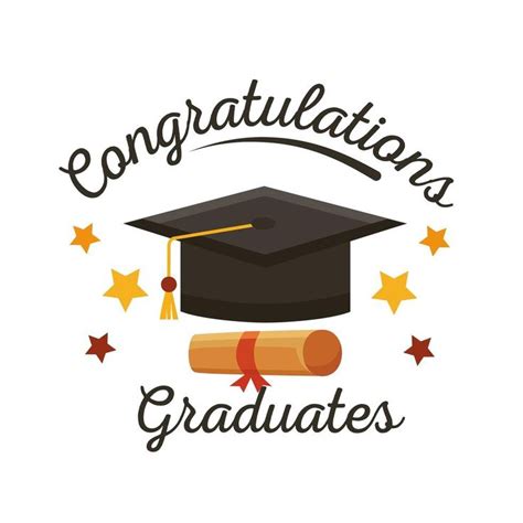 congratulations graduates cap and diploma with stars around it