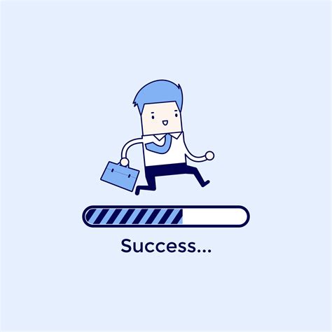 Businessman running on a progress loading bar, Success concept. Cartoon ...