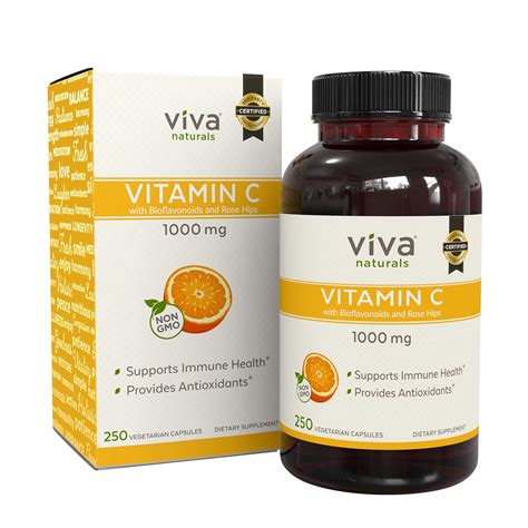 Viva Naturals Premium Non Gmo Vitamin C With Bioflavonoids Rose Hips ...