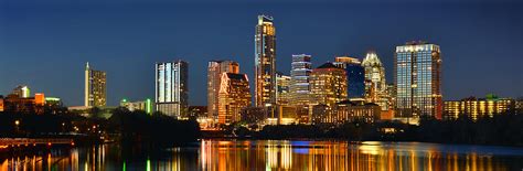 Austin Skyline at Night Color Panorama Texas Photograph by Jon Holiday ...