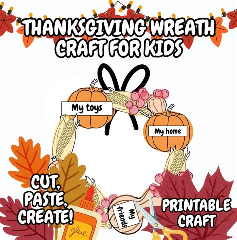 Thanksgiving Fall Wreath Craft for Kids Fun Printable Arts - Etsy