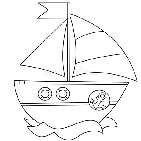 Coloring Page Outline of Cartoon Sail Ship. Images of Transport for ...