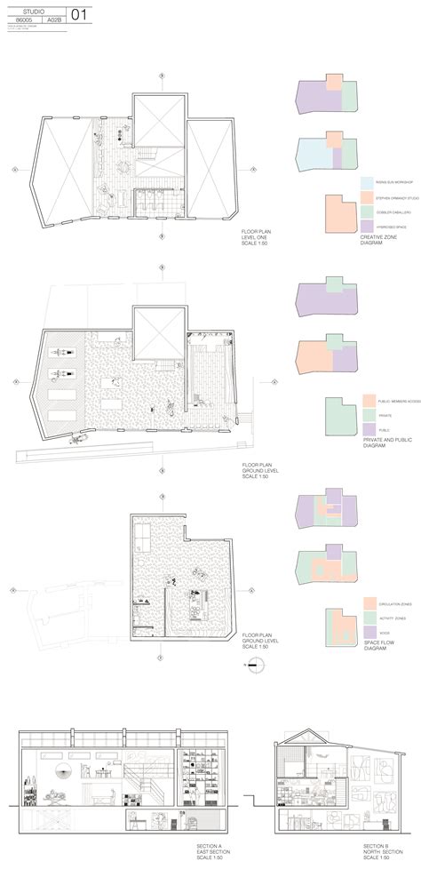 Interior Architecture orthographic drawings and parti diagrams. Tara ...