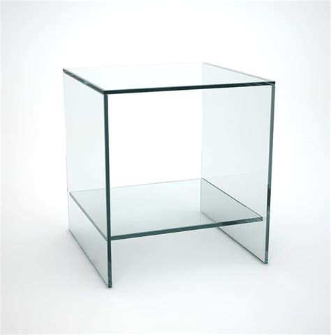 Judd Glass Side Table with Low Shelf - Klarity - Glass Furniture