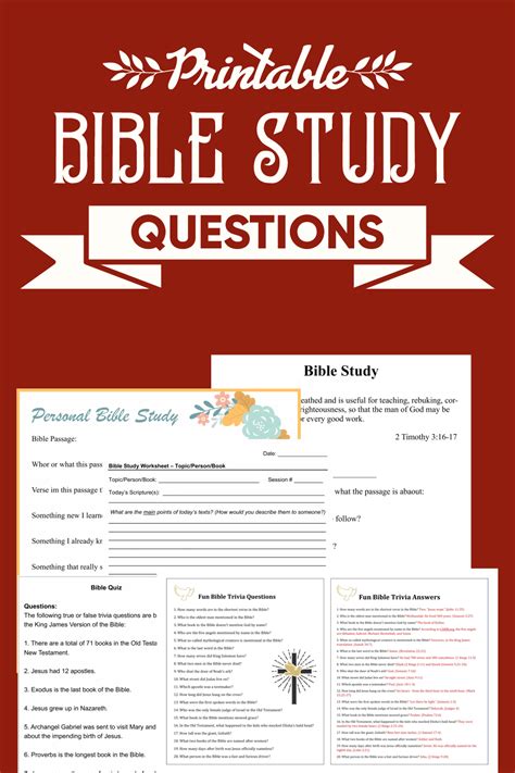 Printable Bible Study With Answers | Printable Questions And Answers