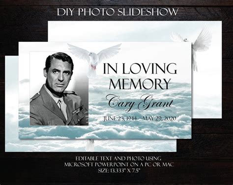 DIY Memorial Photo Slideshow Powerpoint Clouds Dove Male Funeral Photo ...