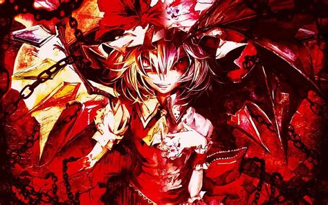 HD wallpaper: Flandre Scarlet, Touhou, anime girls, red, full frame ...