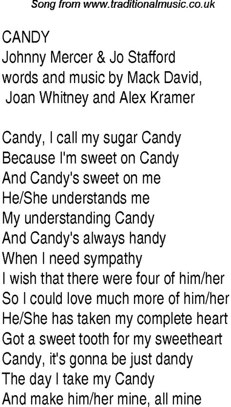 Top songs, 1945 music charts: lyrics for Candy