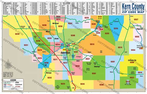 Kern County Zip Code Map – Otto Maps