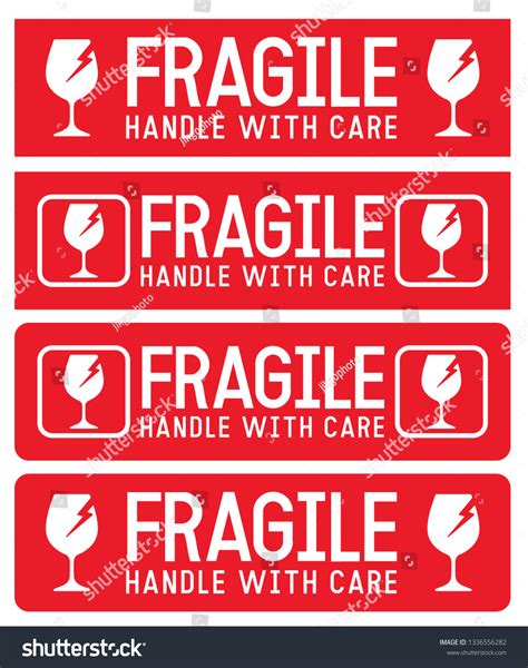 Fragile Handle Care Sticker Label Template Stock Vector (Royalty Free ...